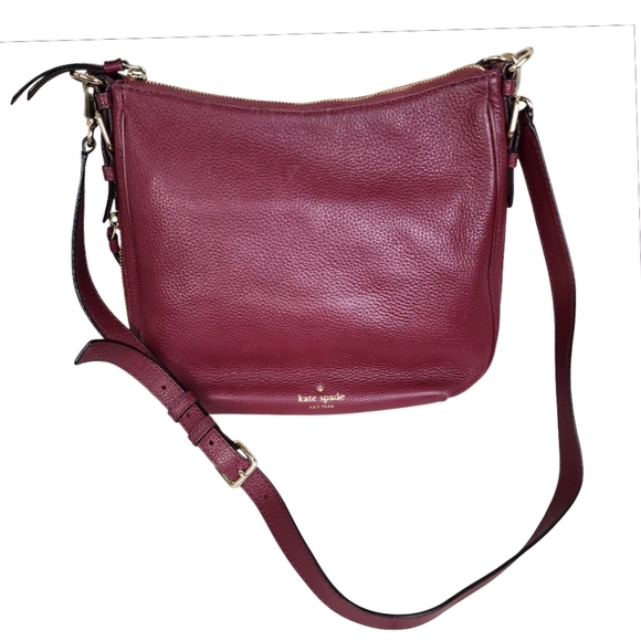 Kate Spade Small Ella Cobble Hill Bag Purse Merlot Red - Picture 5 of 16